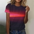 thumbnail image 2 of HAiming Womens T Shirts Color Block Stripe Short Sleeve Summer Tops Round Neck Printed Tees Blouses, 2 of 4