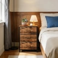 thumbnail image 7 of 3-Drawer Storage Dresser with Removable Fabric Bins, Stylish Wood Grain Print Organizer for Bedroom Closet Living Room Entryway, Space-Saving Easy Assembly, 7 of 7