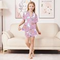 thumbnail image 6 of FORMRS Kids Short Sleeve Top and Pants Pajama Set Unisex Satin 2-Piece Sleepwear, Sizes 5-6Y, Purple Halloween, 6 of 8