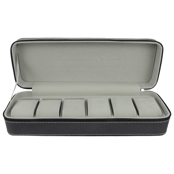 EeaseMX 1 estuche de almacenamiento para relojes con 6 ranuras, joyero de PU, organizador delicado para guardar relojes.