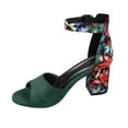 thumbnail image 2 of Aueoeo Women Retro Sandals Peep Toe Elegant Low Blocked Heeled Sandals Flower Printed Comfortable Shoe With Ankle Strap, 2 of 7