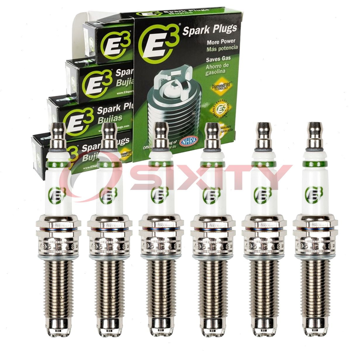 6 pc E3 Spark Plugs compatible with Mercedes-Benz GLK350 3.5L V6 2010-2012