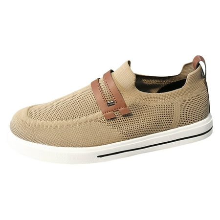 

LYSICSKINEM Shoes Men Casual Leather Boots Men Large Size Canvas Shoes Men Summer Fly Weave Mesh One Foot Stirrup Lazy Shoes Soft Bottom Sports Casual Board Shoes