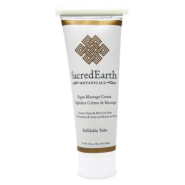 Crema de masaje Sacred Earth Botanicals, vegana, tubo de 240 ml