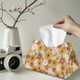 thumbnail image 2 of COEQINE Facial Tissue Box Holder PU Leather Rectangle Napkin Tissue Holder Organizer for Vanity Countertop, Nightstand, Dinnning Table, 7.95"X4.92"X4.52", Sunflower Hippie Flower Yellow, 2 of 7