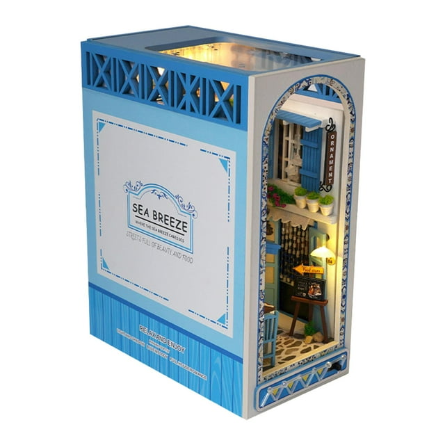 miniatura de sujetalibros de bricolaje, kits de casas en miniatura de madera 3D, kits de libros de bricolaje para decoración de escritorio con