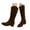 Brown, variant on Suede Mid Calf Fall Boots for Women Adjustable Fold Over Ankle Booties Chunky Heel Pull on Pointed Toe Tall Boots