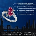 thumbnail image 2 of Gem Stone King 925 Sterling Silver Red Created Ruby and White Lab Grown Diamond Ring for Women (1.95 Cttw, Heart Shape 6MM, Gemstone July Birthstone, Available in Size 5, 6, 7, 8, 9), 2 of 6