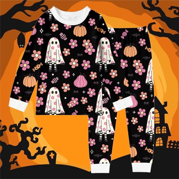 Boys Outfits Halloween Cute Graphic Long Sleeve Crewneck Sweatshirt Sweatpants Loungewear Cozy 2 Piece Sets Size 2Y