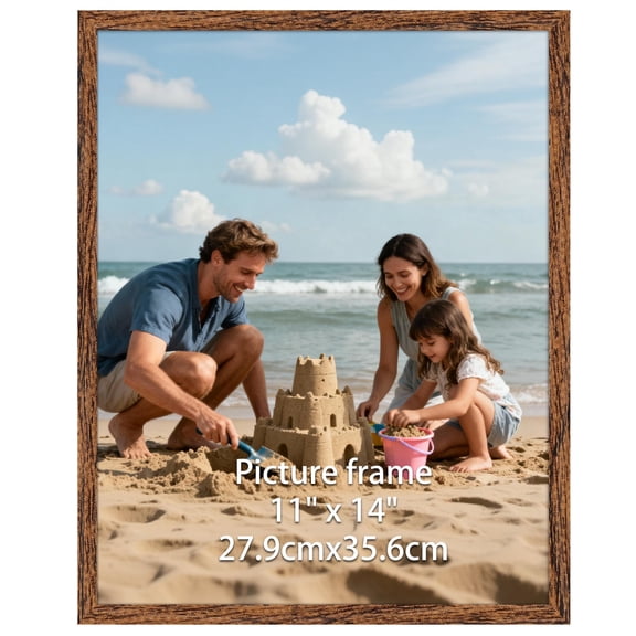 11x14 Picture Frame, Brown 11 by 14 Photo Frame for Wall Gallery Display, Single