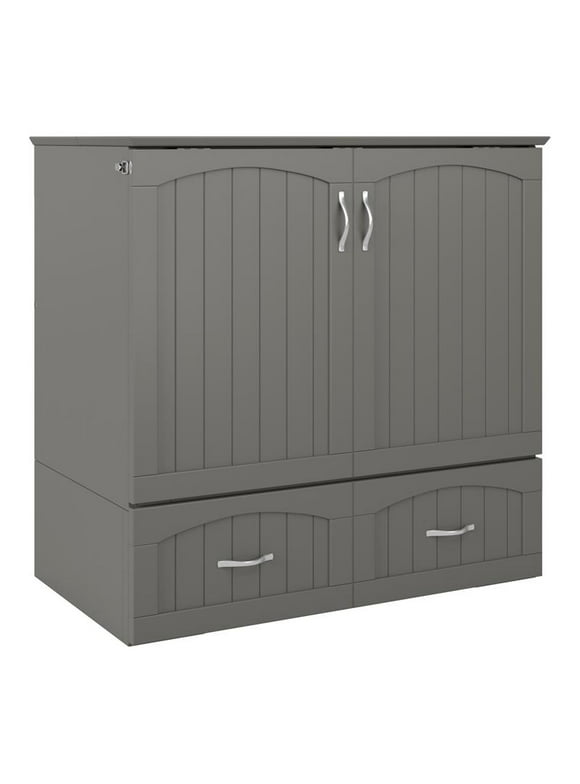 Bowery Hill Murphy Twin XL Bed Chest with Charging Station in Grey