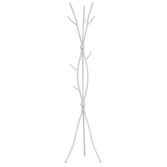 Pemberly Row Coat Rack Hall Tree 11 Hooks Entryway 74"H Bedroom Metal White