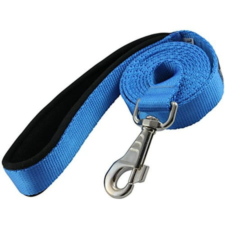 Dogs My Love 6ft Long Neoprene Padded Handle Nylon Leash 4 Sizes Blue (XLarge - 1