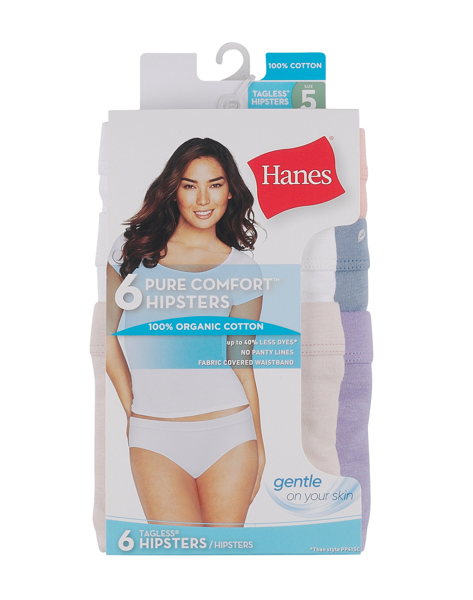 Hanes Women's Pure Comfort Hipster Underwear, Organic Cotton, 6