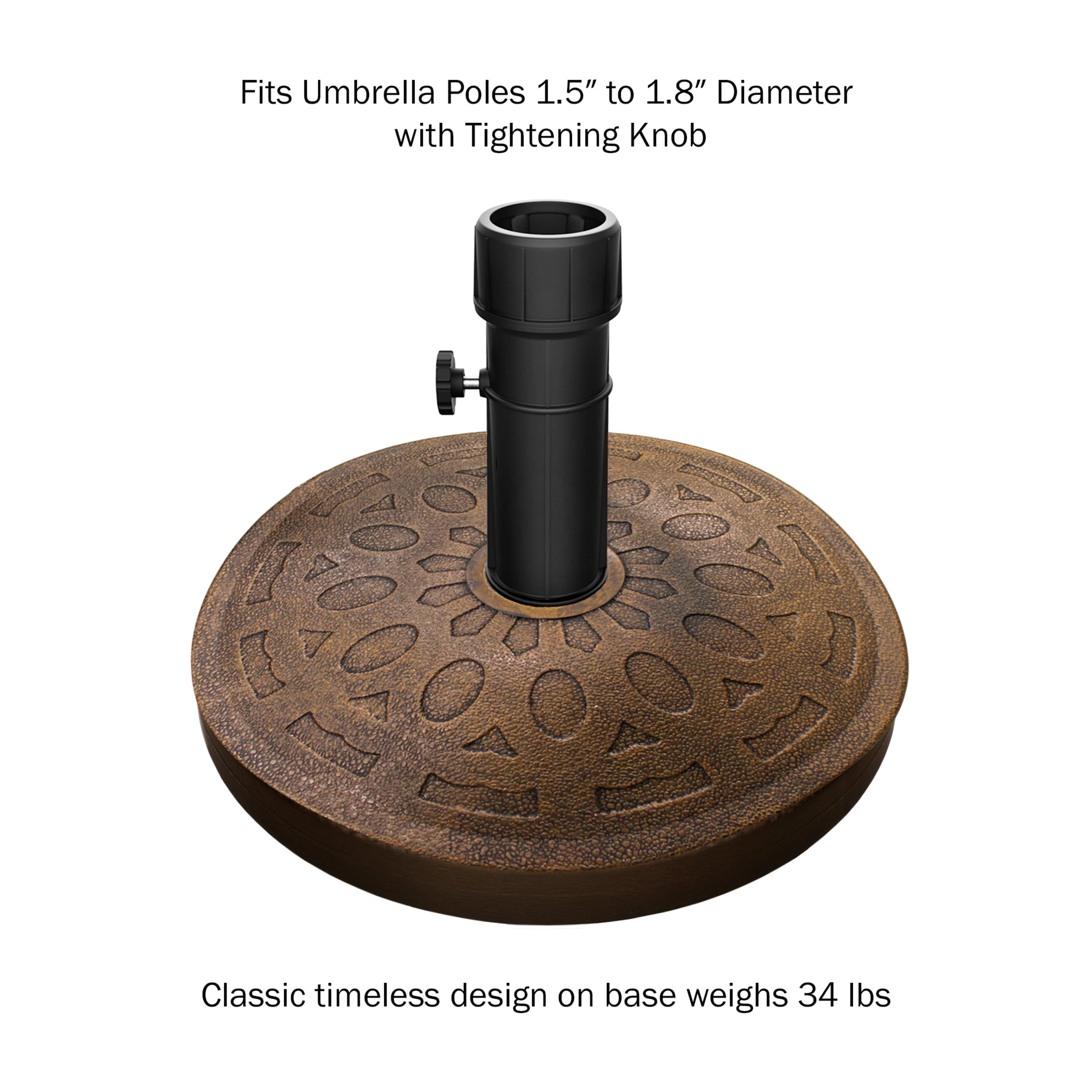 Pure Garden 34lb Resin and Cement Outdoor Patio Umbrella Base, Bronze