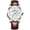 Silver shell, white surface, brown leather, variant on Men's watch with butterfly clasp, stylish ultra-thin business watch with stainless steel strap, dual calendar, luminous, waterproof quartz watch, PU leather watch