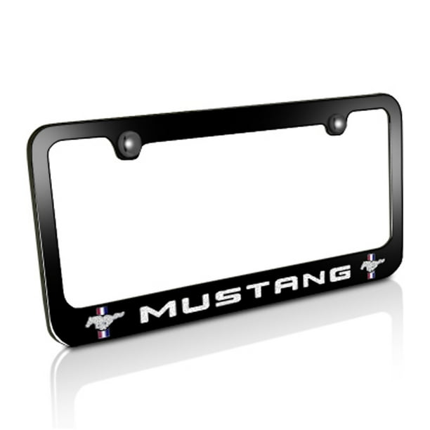 Ford Mustang Engraved Black Finish Solid Metal License Plate Frame