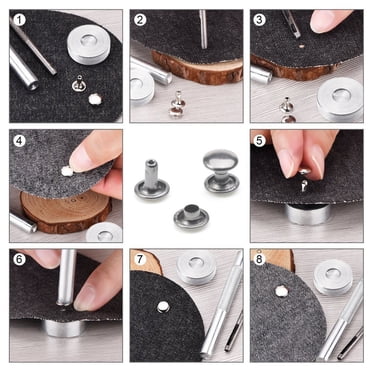 120 Sets Leather Rivets With Fixing Tool Kit Double Cap Rivet Metal Studs