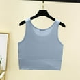 thumbnail image 4 of Wyobmus Women's Summer Tank Tops Soft Modal Tops Sleeveless Scoop Neck Fitted Crop Camisole Tanks Solid Color Cotton Basic Shirts M-5X A-Light Blue, 4 of 4