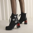 thumbnail image 2 of NECHOLOGY Botas Mujer Adulto Femenino Zapatos Botines de mujer Botines de mujer Otoño e Invierno tendencia de moda cambio Gradual estampado de cómodo tacón cuadrado tacón grueso (Black, 7), 2 of 6
