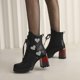 thumbnail image 2 of NECHOLOGY Botas Mujer Adulto Femenino Zapatos Botines de mujer Botines de mujer Otoño e Invierno tendencia de moda cambio Gradual estampado de cómodo tacón cuadrado tacón grueso (Black, 6.5), 2 of 6