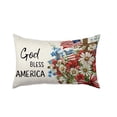 thumbnail image 2 of Linnome Independence Day Themed Linen Pillowcase with Five Pointed Star Letter Backrest Cover 19.69x11.81 Inch, 2 of 6