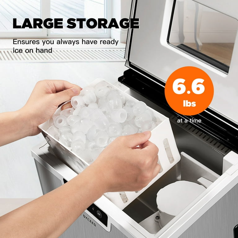SYCEES 2-in-1 Countertop Ice Maker & Shaver Machine, 18 Bullet-shaped Ice  Cubes in 11 Mins, 44lbs High Capacity, 6.6lbs Large Storage, Auto/Manual