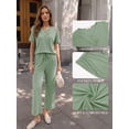 thumbnail image 4 of MOYIKO 2 Piece Sets for Women Casual Summer Travel Vacation Outfits Short Sleeve Tops Wide Leg Pants with Pockets Lounge Sets, 4 of 7
