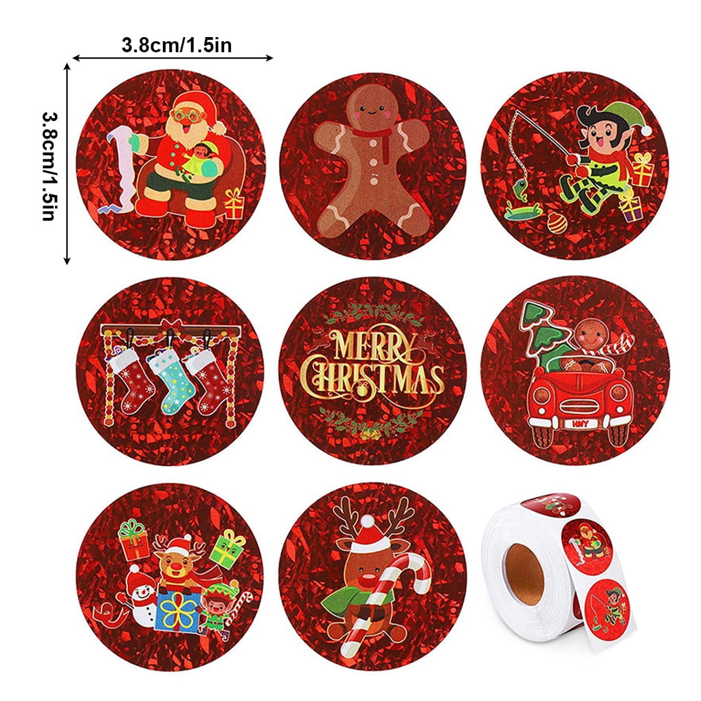 Elroy 500 Pieces/roll Labels Merry Christmas Gift Bag Stickers Decoration  DIY Craft Envelope Seals Tags, 3.8CM