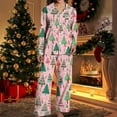 thumbnail image 2 of Solara Christmas Pajamas Womens Silk Satin Pajamas Set Long Sleeve Button Down Sleepwear 2 Piece Lounge Set Pj Set XS-3XL (Green,XX-Large), 2 of 4