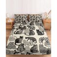 thumbnail image 2 of Twin XL Size Fitted Sheet Set - Cat 2 Piece Bedding Sets 16" Deep Pocket Fitted Sheet with 1 Pillowcases, Vintage Geometric Abstract Polka Dot Brushed Microfiber Hotel Luxury Bed Sheets, 2 of 9