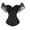 Black, variant on LMLYSoH Women Short Sleeve Corset, Solid Color Tie-up Boat Neck Close-fitting Crop Tops, White/ Black