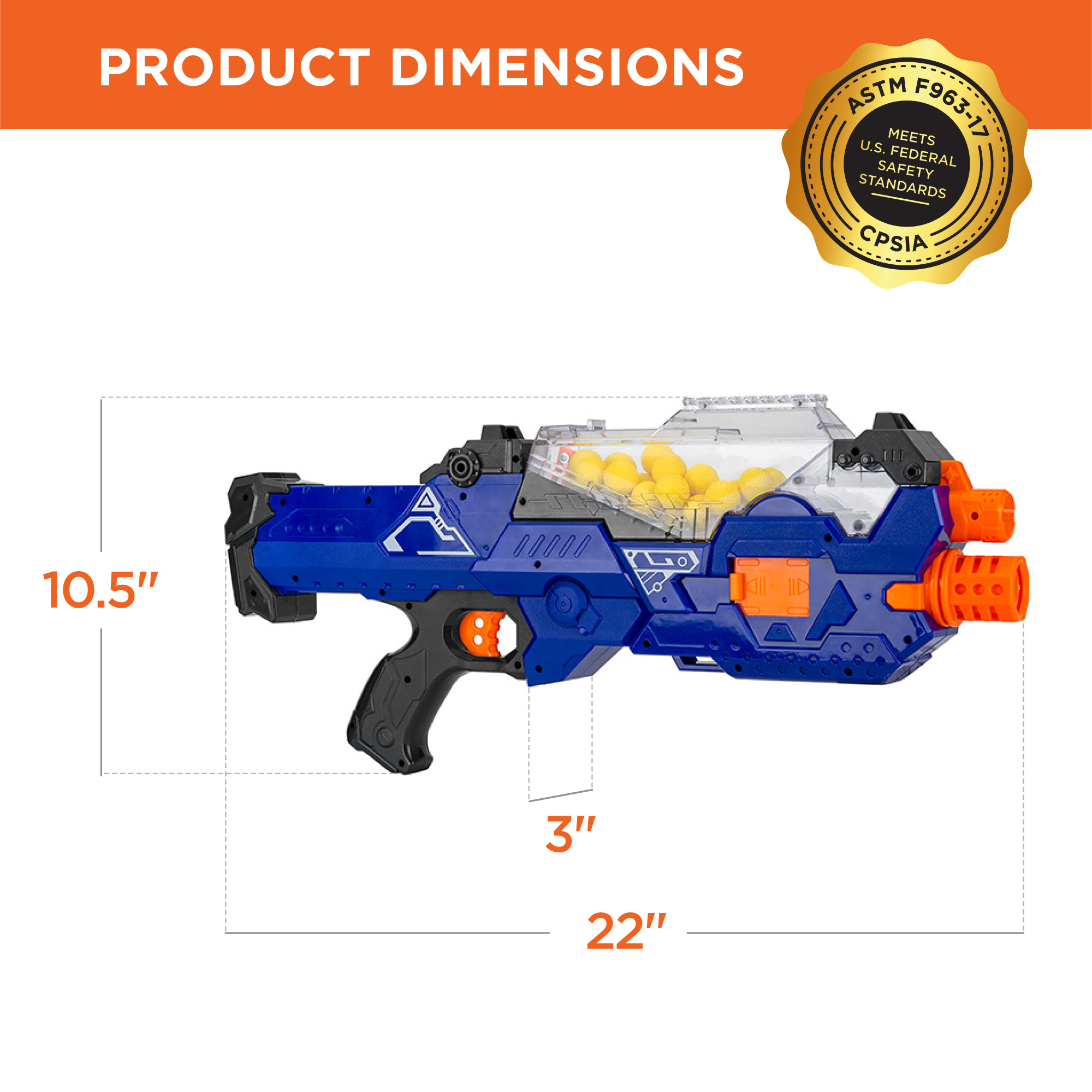 Best Choice Products Kids Motorized Soft Foam Ball Gun w/ Hopper Feeder, 20 Balls, Distance Shooting - Multicolor
