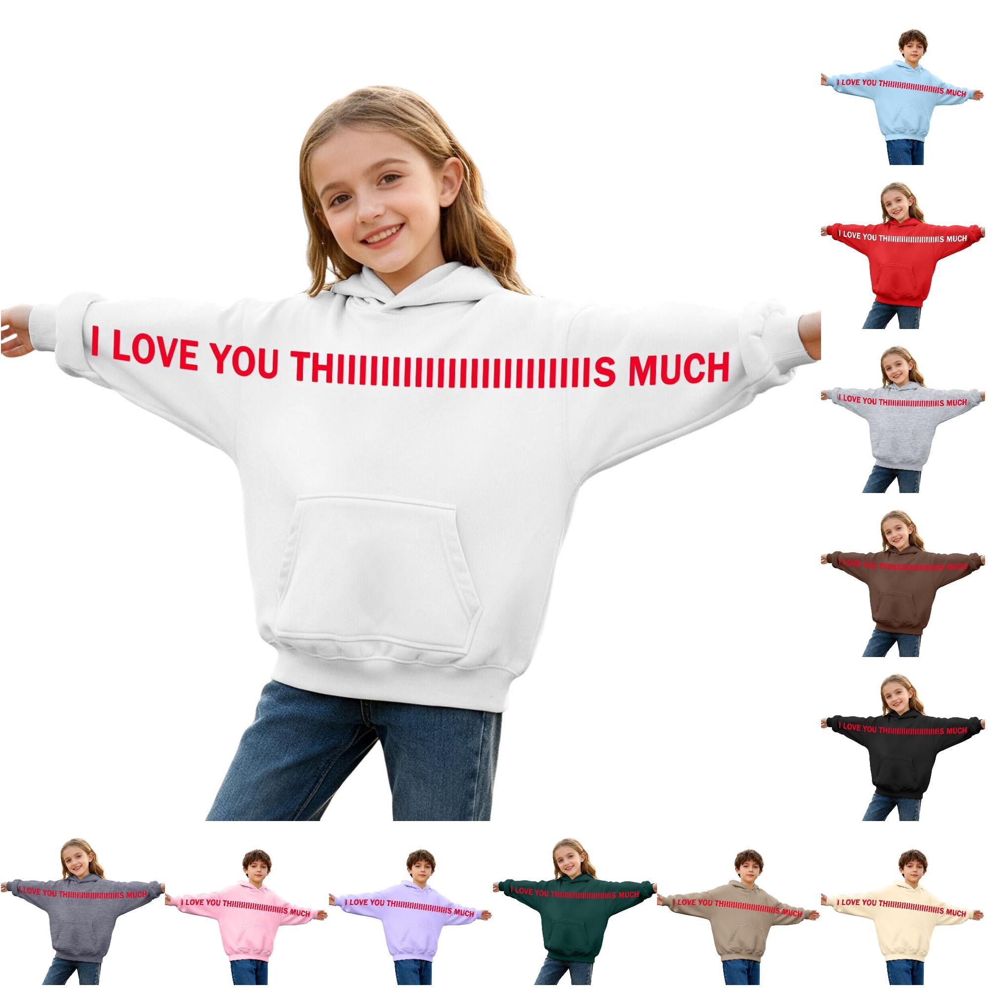 SONXAHE Extended Slogan Hoodie for Toddler Boys Arm Letter Print Loose Fit Pullover Sweatshirts Leisure Daily Kids Basic Hoodies White
