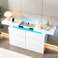 thumbnail image 4 of 6 Drawer White Dresser with Sliding Top & LED Lights, Modern Storage Chest with Charging Station for Bedroom, Closet, Entryway, Hallway, 4 of 6