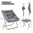 thumbnail image 2 of Monibloom Square Folding Faux Fur Saucer Chair with Ottoman for Adults, Comfy Fluffy Reading Chair for Bedroom Living Room Dorm, Gray, 2 of 10