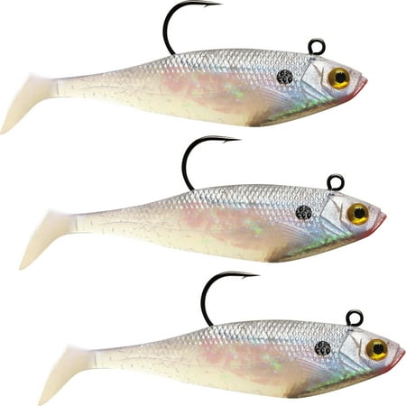 UPC: 0039984915499 | Storm WildEye Swim Shad 3  Fishing Lure 1/4oz Pearl 3pcs