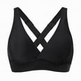 thumbnail image 2 of TOWED22 Women's Underwire Bikini Tops Only - Longline Swimsuit Top Criss Cross Push Up Swim Crop Top Black,XXL, 2 of 7