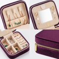 thumbnail image 3 of Estuche de viaje para joyas ZPROW de terciopelo afelpado con espejo, color morado, 3 of 6