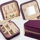 thumbnail image 3 of Estuche de viaje para joyas ZPROW de terciopelo afelpado con espejo, color morado, 3 of 6