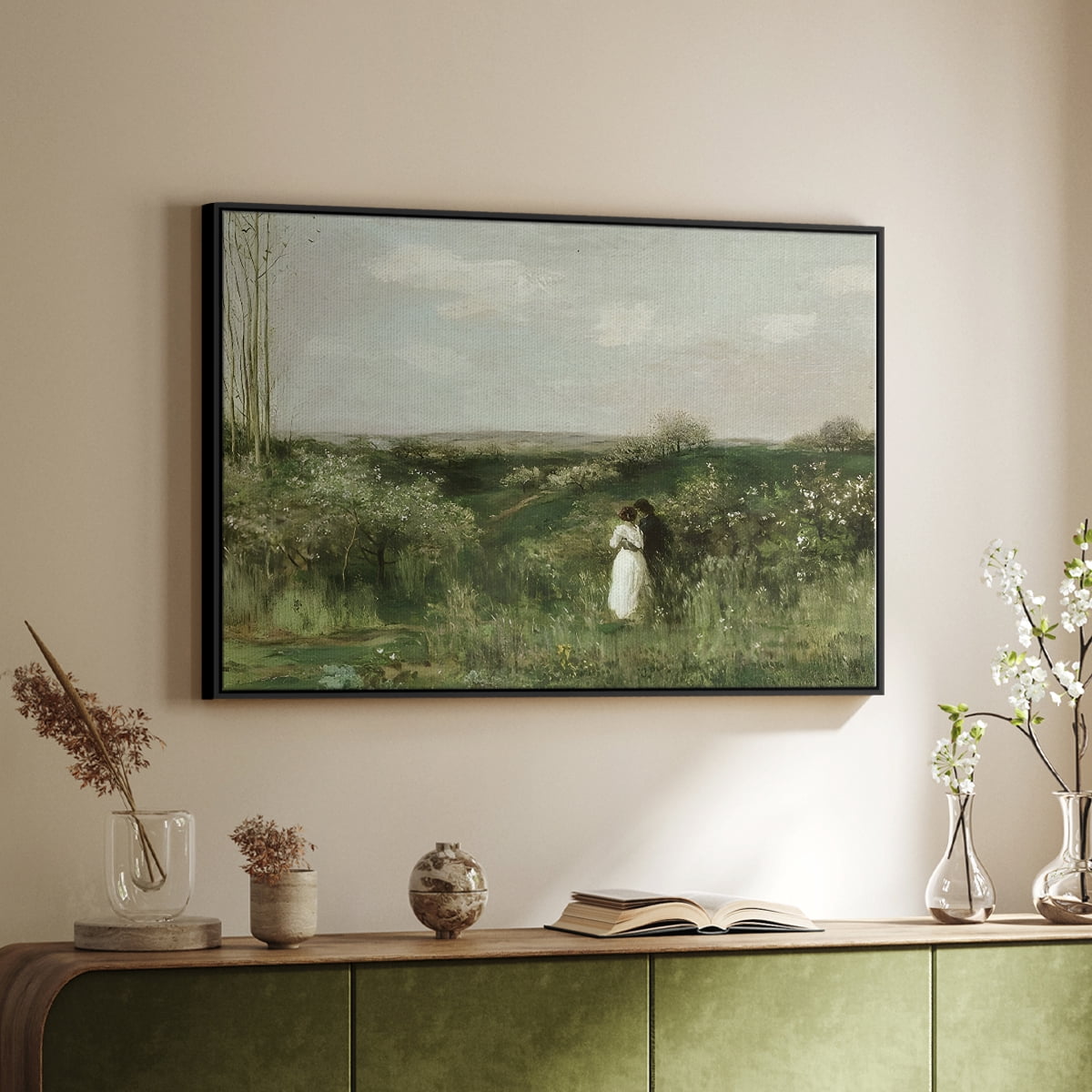 Vintage Landscape-CCXLVI By Wexford Home Framed in Black Wood Gallery Wrapped Canvas 27 in. x 41 in.