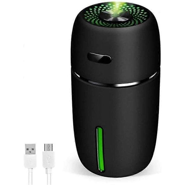 Mini Humidifier with Two Spray Modes, Quiet with 7 Colors LED Lights USB Portable Home Air Humidifier for Bedroom, Office, Car, 200ml(Black)