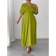 thumbnail image 7 of Womens Green V-Neck Short Sleeve Casual Midi Dress, 7 of 7