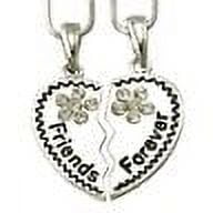 Best Friends Forever BFF Heart Pendant Necklace Clear High Polish Silver Tone bf