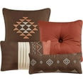 thumbnail image 4 of Chezmoi Collection 7-Piece Queen Comforter Set, Rustic Southwestern Brown Red Clay Coffee Cream Geometric Embroidered Lightweight Bedding Comforter and Pillow Cushions, 4 of 5