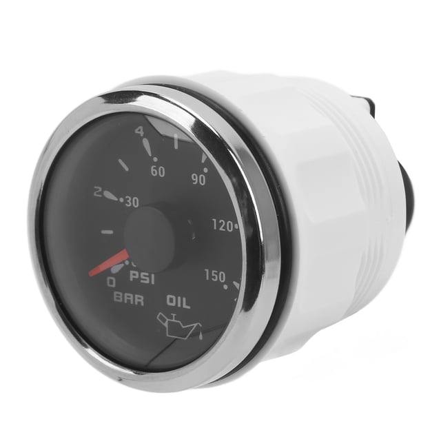 PSI Display, Acid Resistant 52mm/2.0in Pointer Oil Pressure Gauge IP67 Waterproof For Engines For Automobiles For Engineering Machinery White,Black