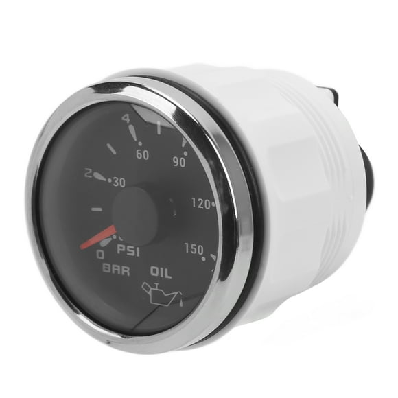 PSI Display, Acid Resistant 52mm/2.0in Pointer Oil Pressure Gauge IP67 Waterproof For Engines For Automobiles For Engineering Machinery White,Black