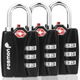 thumbnail image 1 of Fosmon [3 PACK] Luggage Lock, TSA Accepted 3 Digit Combination Resettable Padlocks for Travel Suitcase - Black, 1 of 6