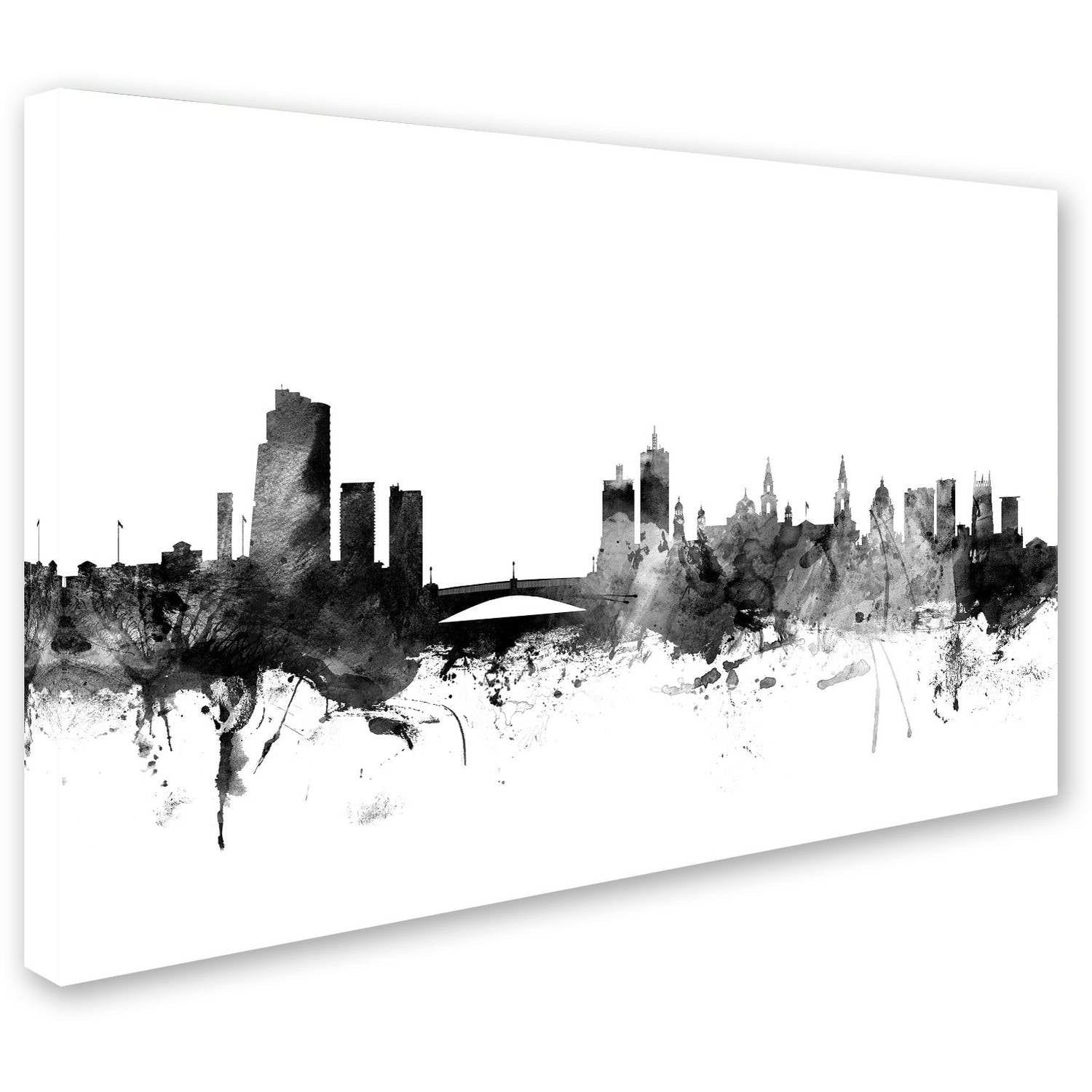 Trademark Fine Art "Leeds England Skyline B&W" Canvas Art by Michael Tompsett