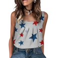 thumbnail image 2 of HEILAU 4th of July Shirts for Women Sleeveless Vest Ruffled Square Neck Printed Shirt 2025 Summer Casual Loose Cute T Shirt Summer Tank Top, 2 of 8